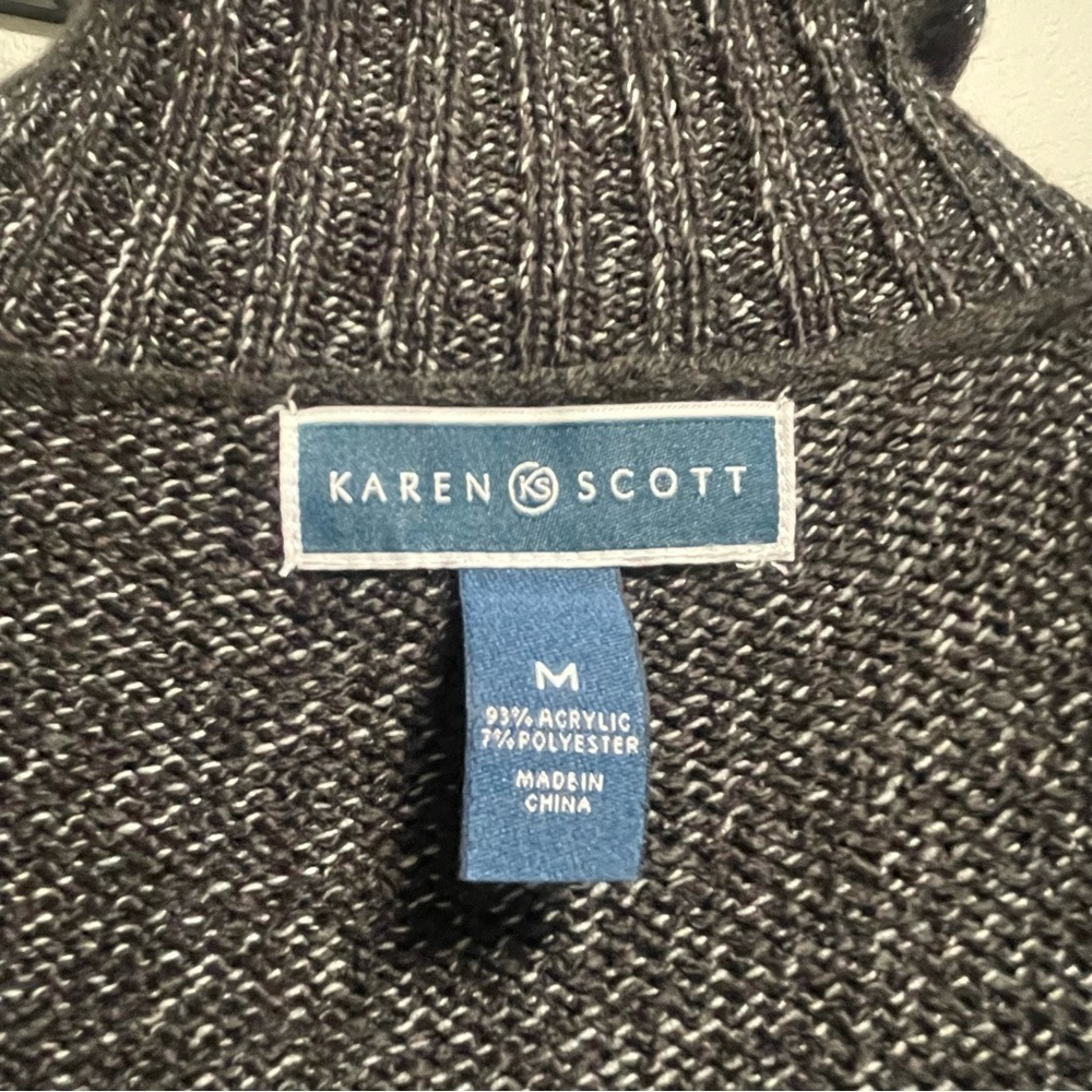 Karen Scott Grandma Core Button Down Marled Collar Cardigan Size Medium - Picture 7 of 7